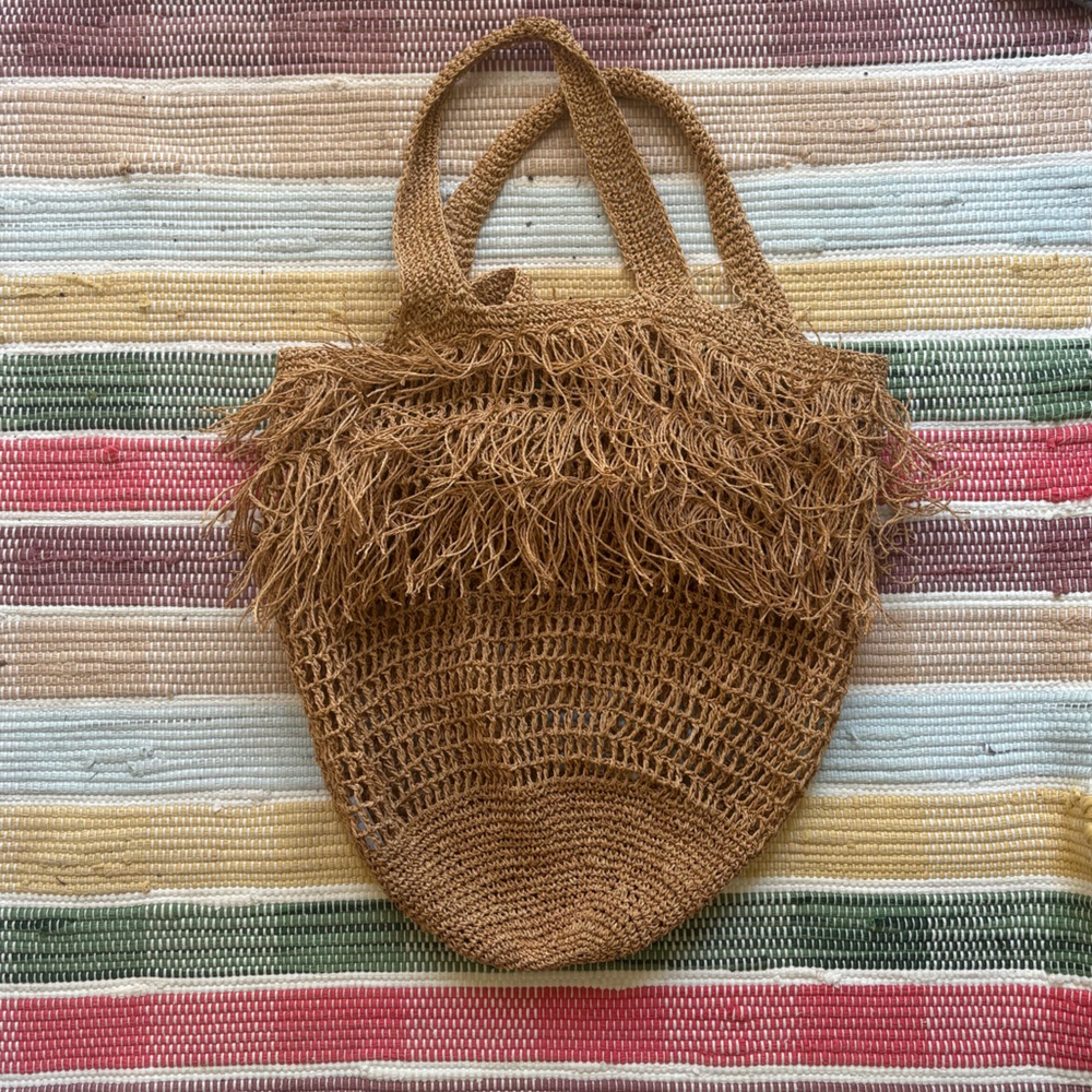 Free People Brown Fringe Beach Tote